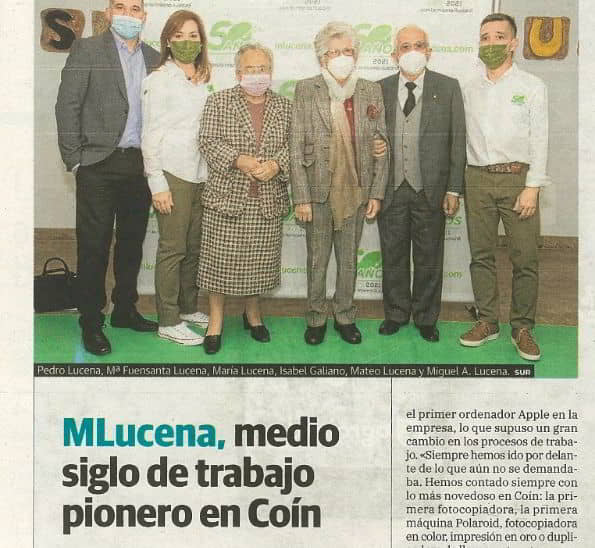 Artículo de periódico "MLucena, medio siglo de trabajo pionero en Coín"